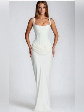 Women’s Corset Maxi Dress Draped Waist Sculpted Silhouette size 8 NWT